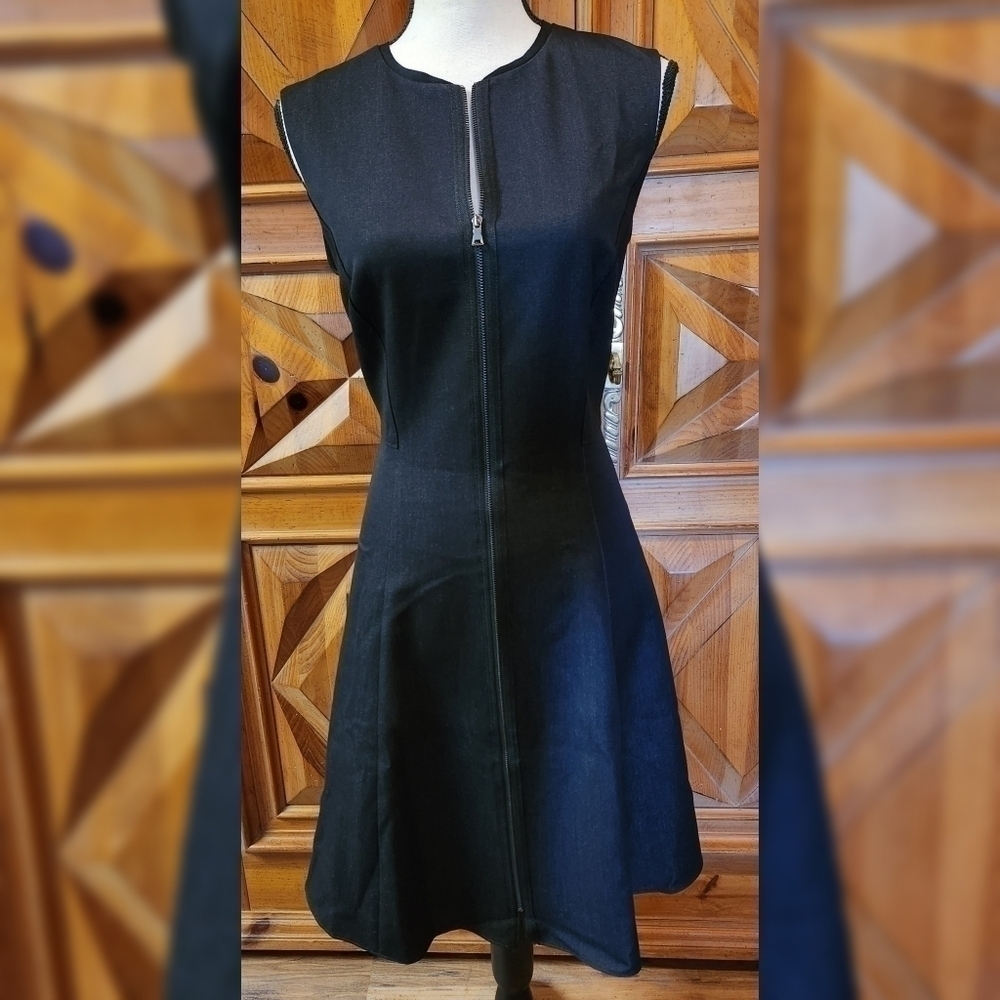 Tahari TRISTEN Sleeveless Fit & Flare Zip Up Dress Sz 8